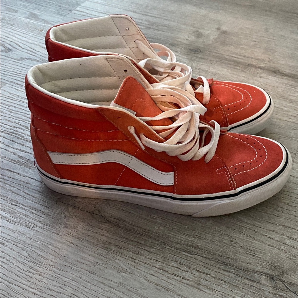 Vans High-Top Sneakers in Bold Orange and White